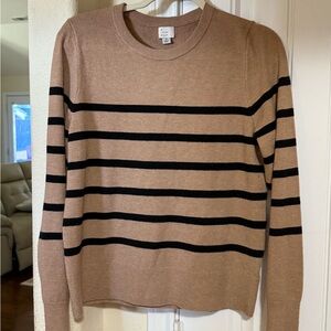 a new day Tan and Black Striped Crewneck Sweater